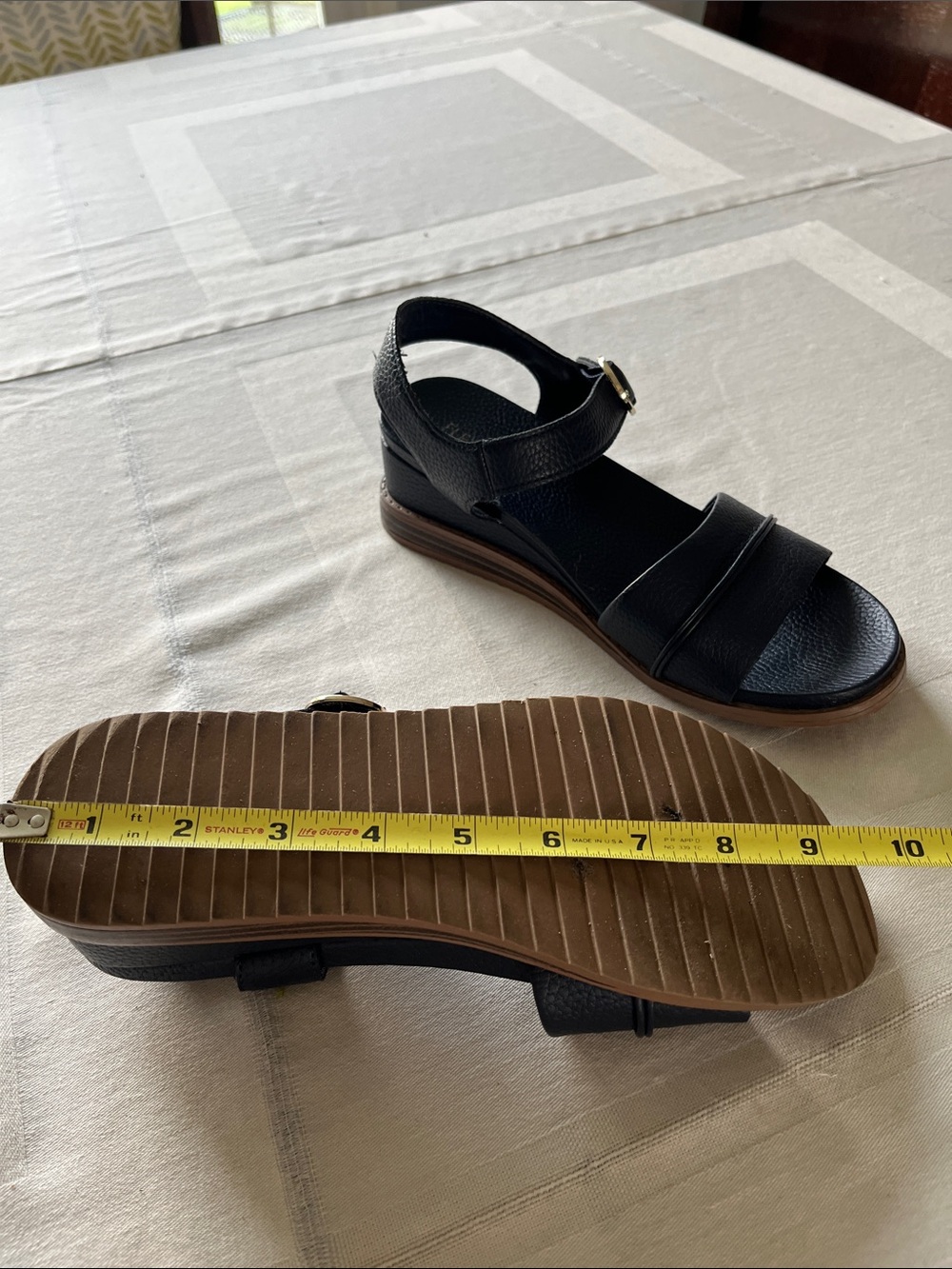 Flex Step Faux Leather Upper Ankle-Strap Navy Blue Sandals Size 7 - Picture 4 of 4